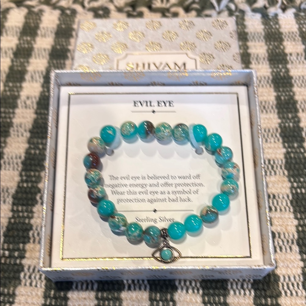 Evil Eye Bracelet - Turquoise and Brown-NIB